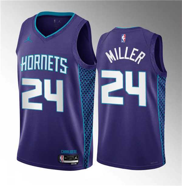 Mens Charlotte Hornets #24 Brandon Miller Purple 2023 Draft Statement Edition Stitched Basketball Jersey->charlotte hornets->NBA Jersey
